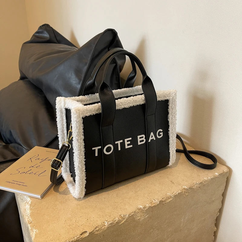 Solid Color Quilted Letter Print Crossbody Bag