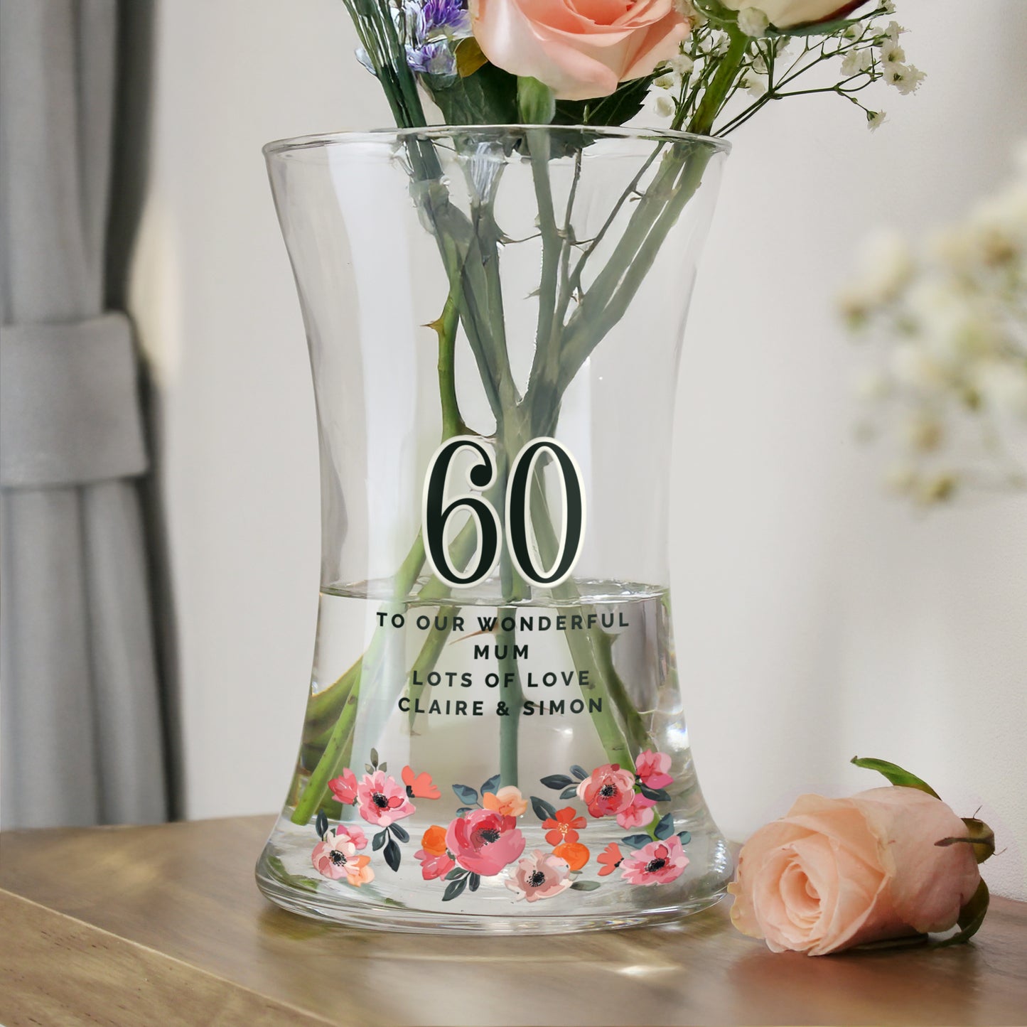 Personalised Flowers Big Age Waisted Vase
