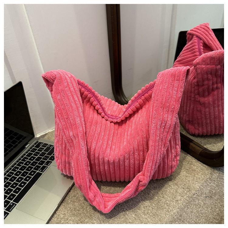 Casual Corduroy Womens Minimalist Shoulder Tote Bag