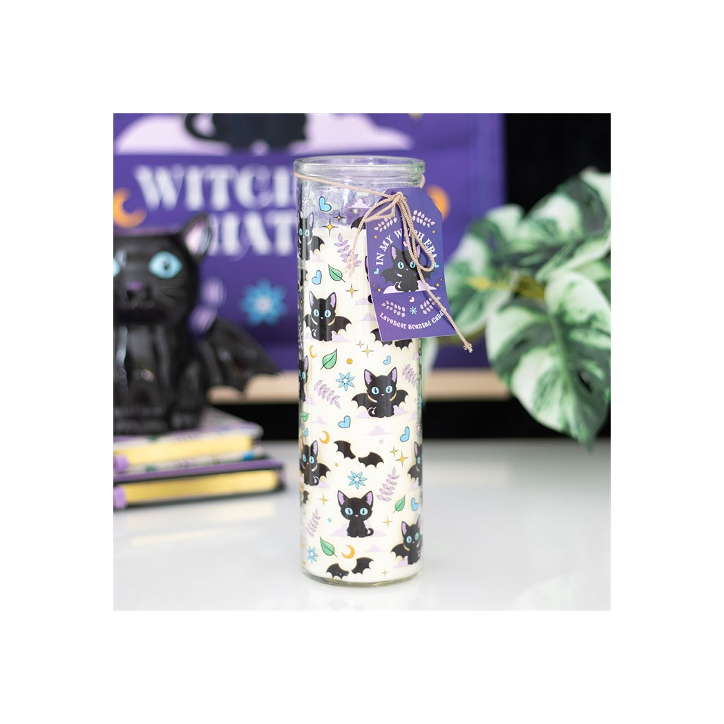 Cute and Creepy Cat Print Lavender Tube Candle