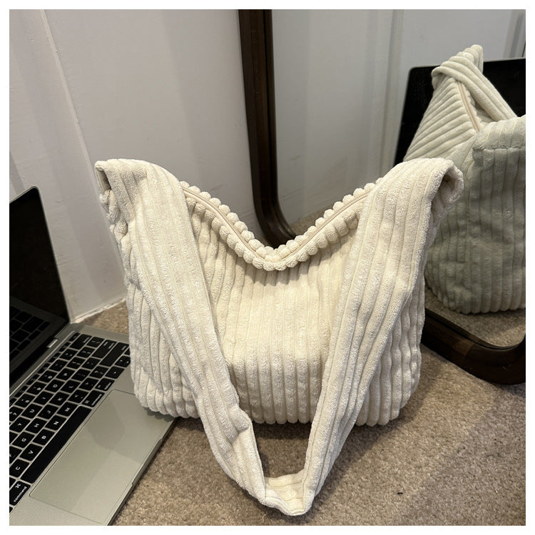 Casual Corduroy Womens Minimalist Shoulder Tote Bag