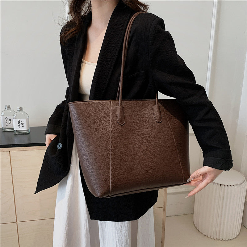 Solid Color Fashion Leisure Commute Simple Shoulder Tote Bag