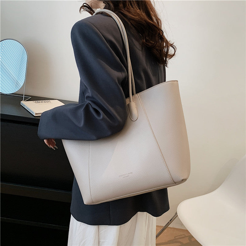 Solid Color Fashion Leisure Commute Simple Shoulder Tote Bag