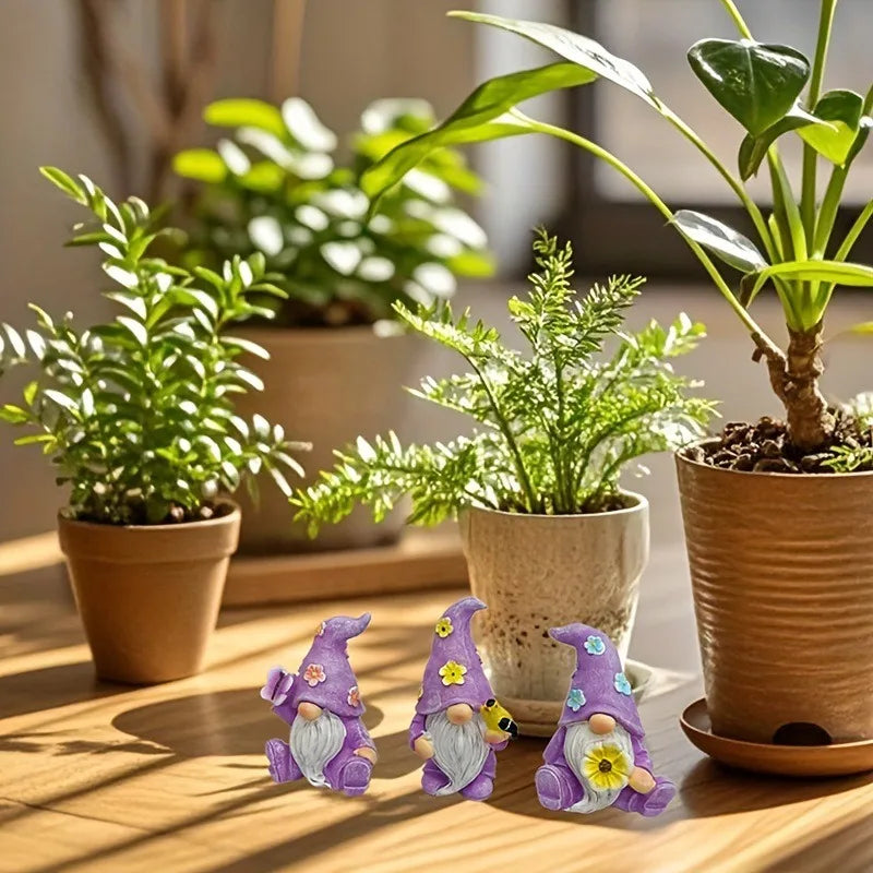 3PCS  Garden Gnome Resin Ornament