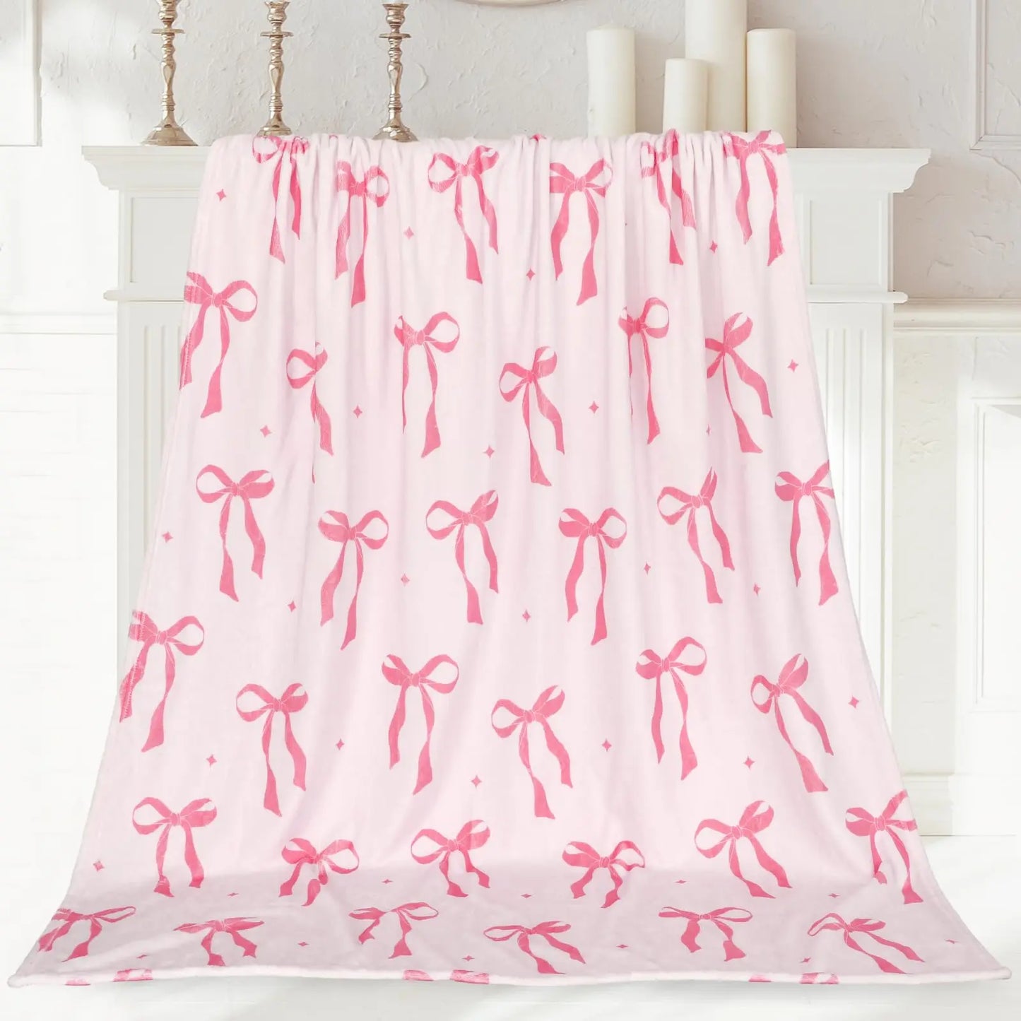 Pink Bow Fuzzy Blanket