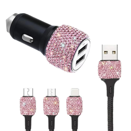 Bling USB Car Charger 5V 2.1A Dual Port Fast Adapter