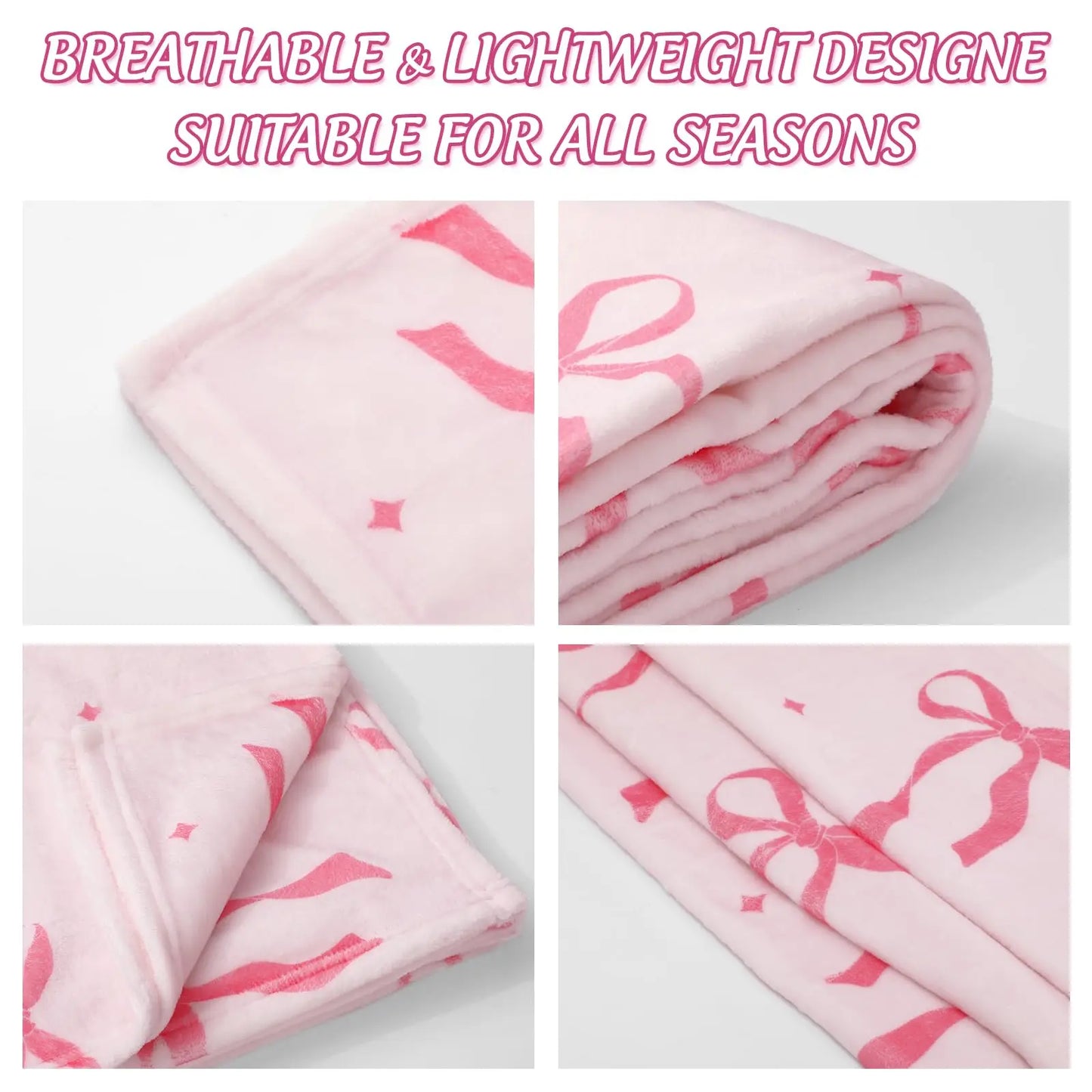 Pink Bow Fuzzy Blanket