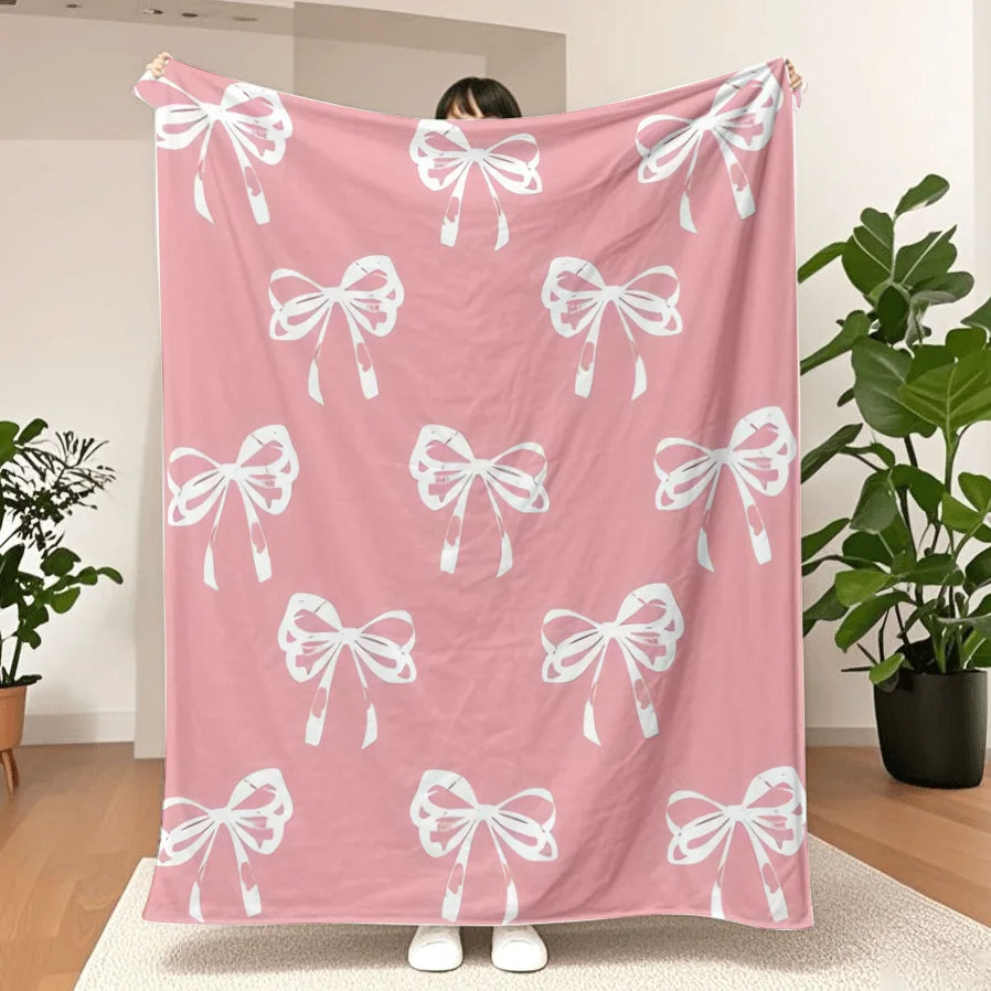 Fuzzy Blanket Cute Bowknot Throw