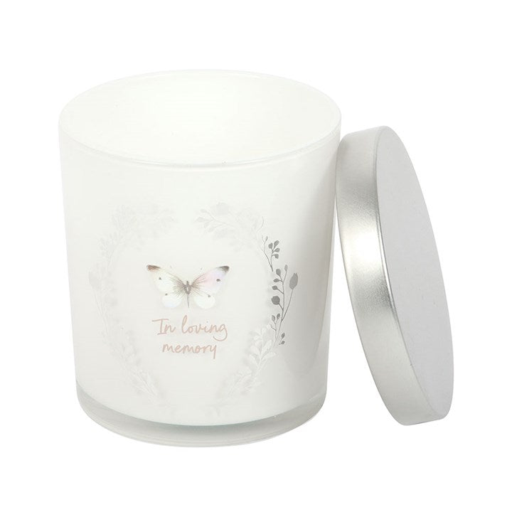 In Loving Memory White Butterfly Vanilla Candle