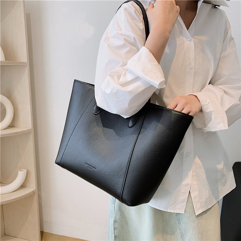 Solid Color Fashion Leisure Commute Simple Shoulder Tote Bag