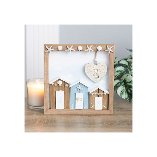 Ocean Air Salty Hair 3D Shell Beach Hut MDF Plaque