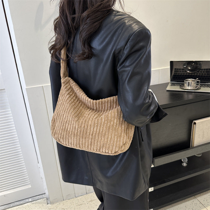Casual Corduroy Womens Minimalist Shoulder Tote Bag