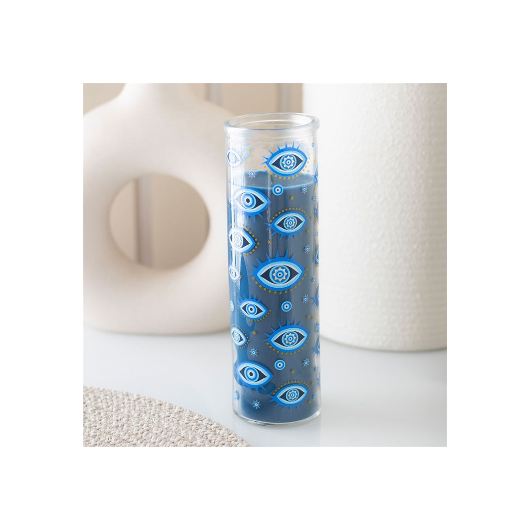 All Seeing Eye Print White Rose Tube Candle
