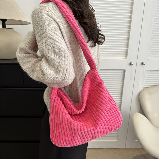 Casual Corduroy Womens Minimalist Shoulder Tote Bag