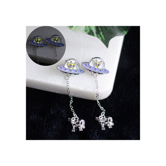 Glow in the Dark Alien Abduction Dangle Earrings