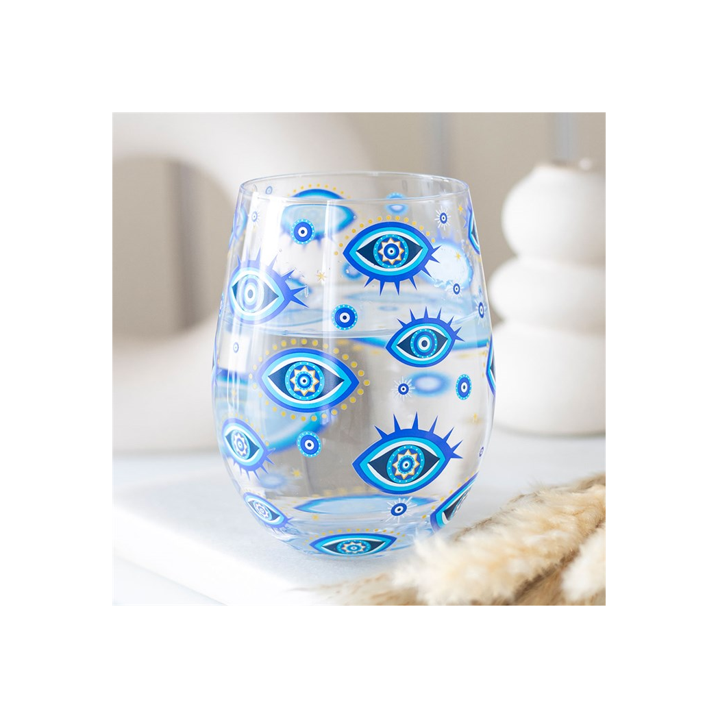 All Seeing Eye Print Stemless Glass